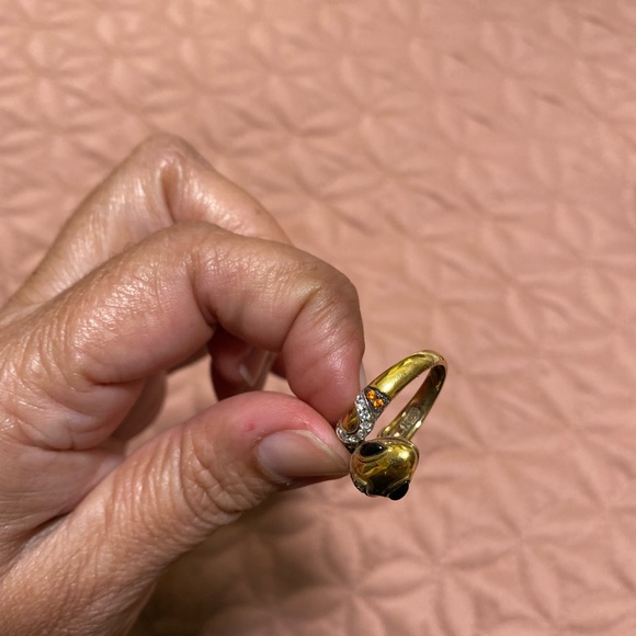 Sterling Silver bejeweled & gilded snake ring - Picture 13 of 13